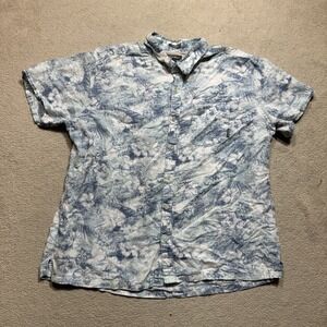 Eddie Bauer Button-Up Mens 2XL Classic Fit Short Sleeve Floral Linen Blend Tee